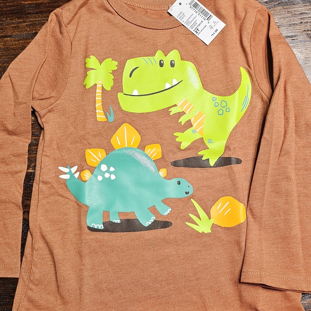 The Children's Place Brown Dinosaur Long Sleeve Tee